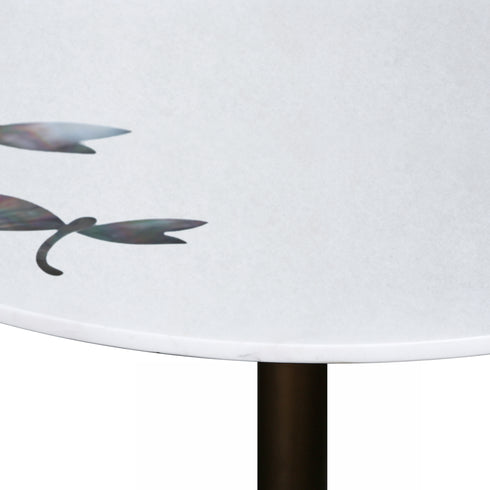 White Accent Table with Mother of Pearl Inlay